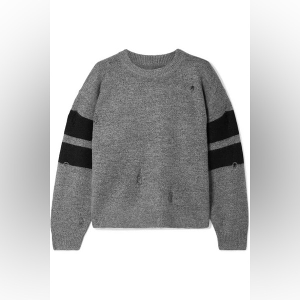 The yates distressed striped knitted sweater